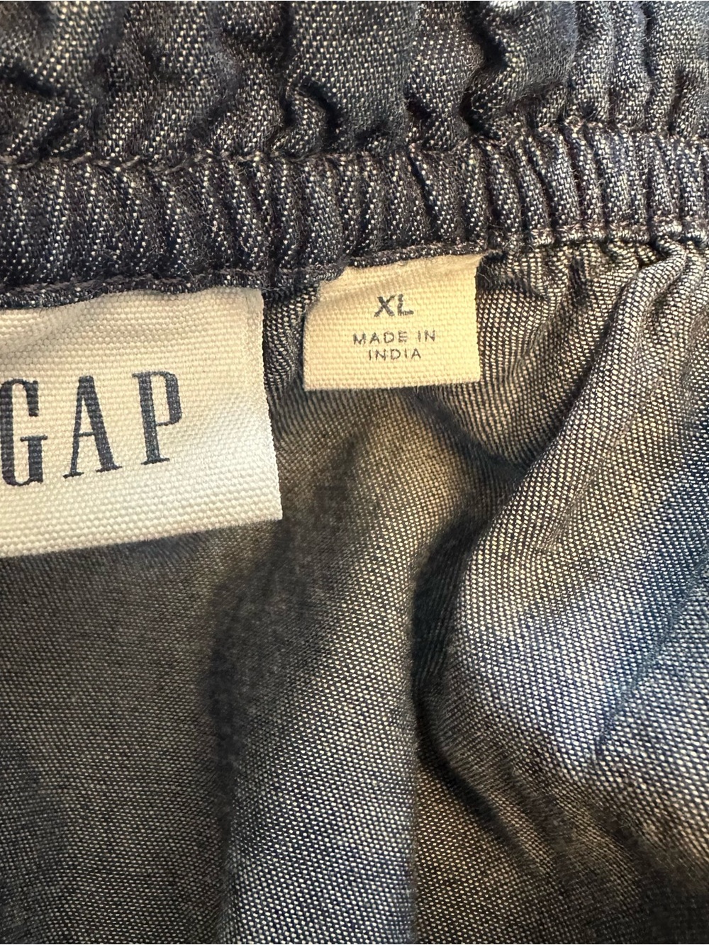 Gap Denim Milkmaid Cotton Western Smocked Tie Front Midi Casual Dress, Size XL - Picture 11 of 15